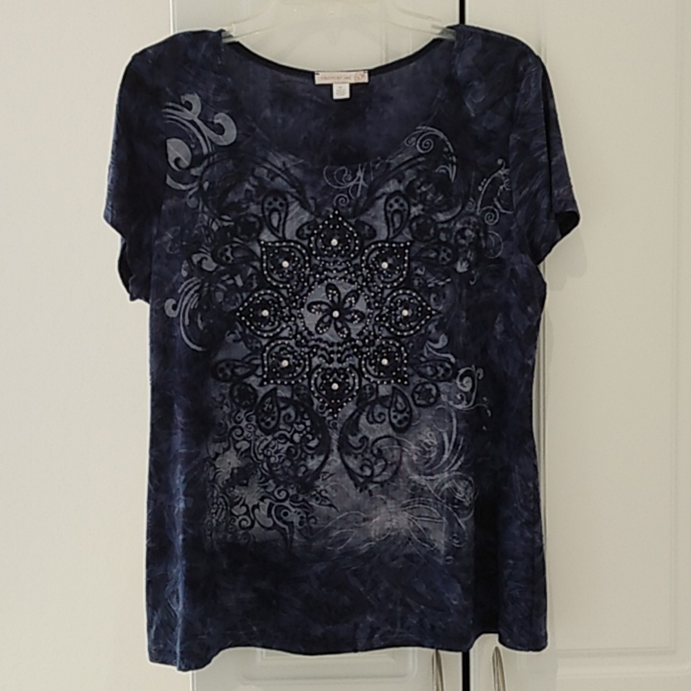 Stretchy Blue Top with Bling